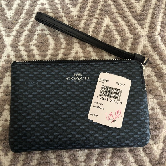 NWT Blue Pattern Coach Wristlet - Picture 2 of 2